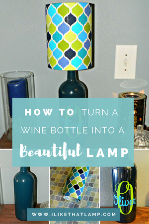 DIY Wine Bottle Lamp & Coordinating Lampshade - Read about DIY lampshade kits and projects at http://ilikethatlamp.com