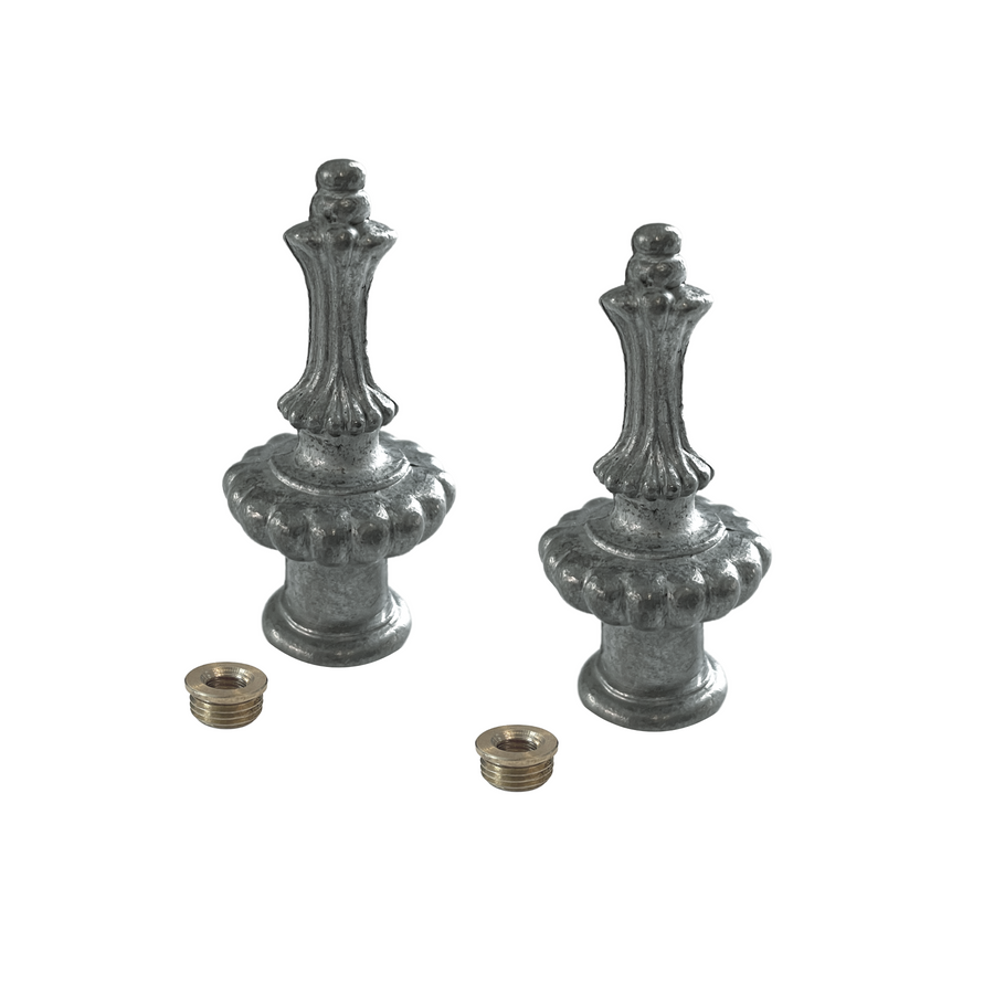Lamp Finials 2-Pack (Silver, 2-1/4" Tall)