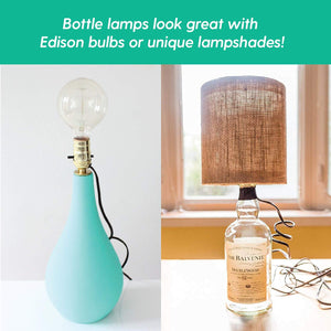 DIY Bottle Lamp Kit (Brass Socket & 8FT Brown Cord)