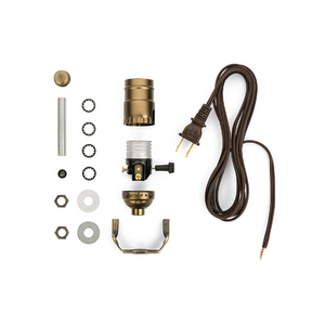 DIY Lamp Wiring Kit (Antique Brass Socket & Brown Cord)