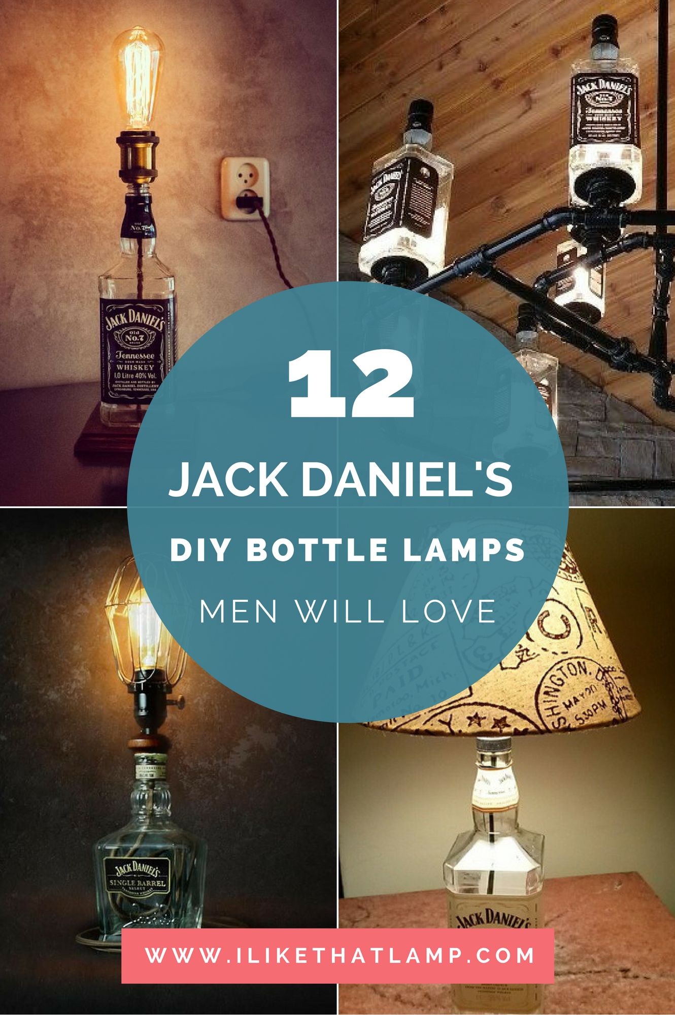 JD Jack Daniels Whisky bottle table lamp with switch & bulb