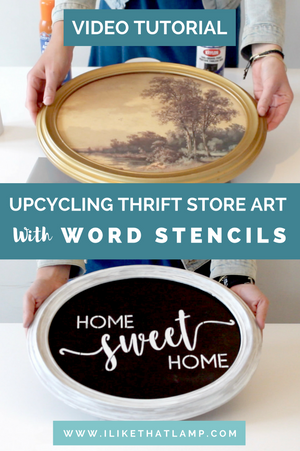 How to Use Word Stencils to Upcycle Thrift Store Art