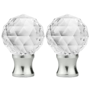 Lamp Finials 2-Pack (Crystal Ball, Silver Base, 1-3/4" Tall)