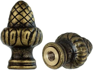 Lamp Finials 2-Pack (Antique Brass Acorn, 1-1/2" Tall)