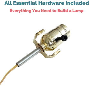 DIY Lamp Wiring Kit (Glossy Brass Socket + Gold Cord)