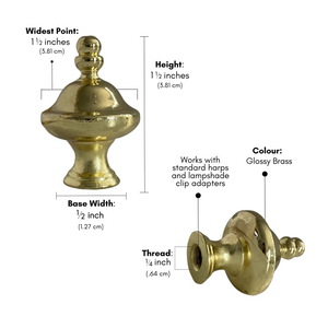 Lamp Finials 2-Pack (Glossy Brass, 1-1/2" Tall)