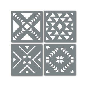 Modern Aztec Southwestern 4 x 4 Inch Stencil (Set of 4)