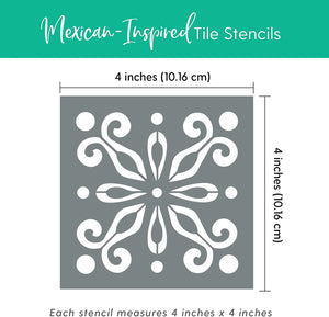 Mexican Pattern Tile Stencils (Set of 4)