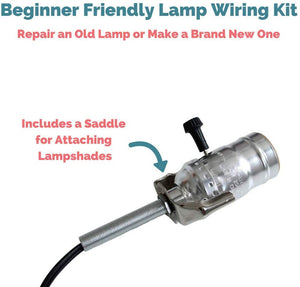 DIY Lamp Wiring Kit (Nickel Silver Socket & Black Cord)
