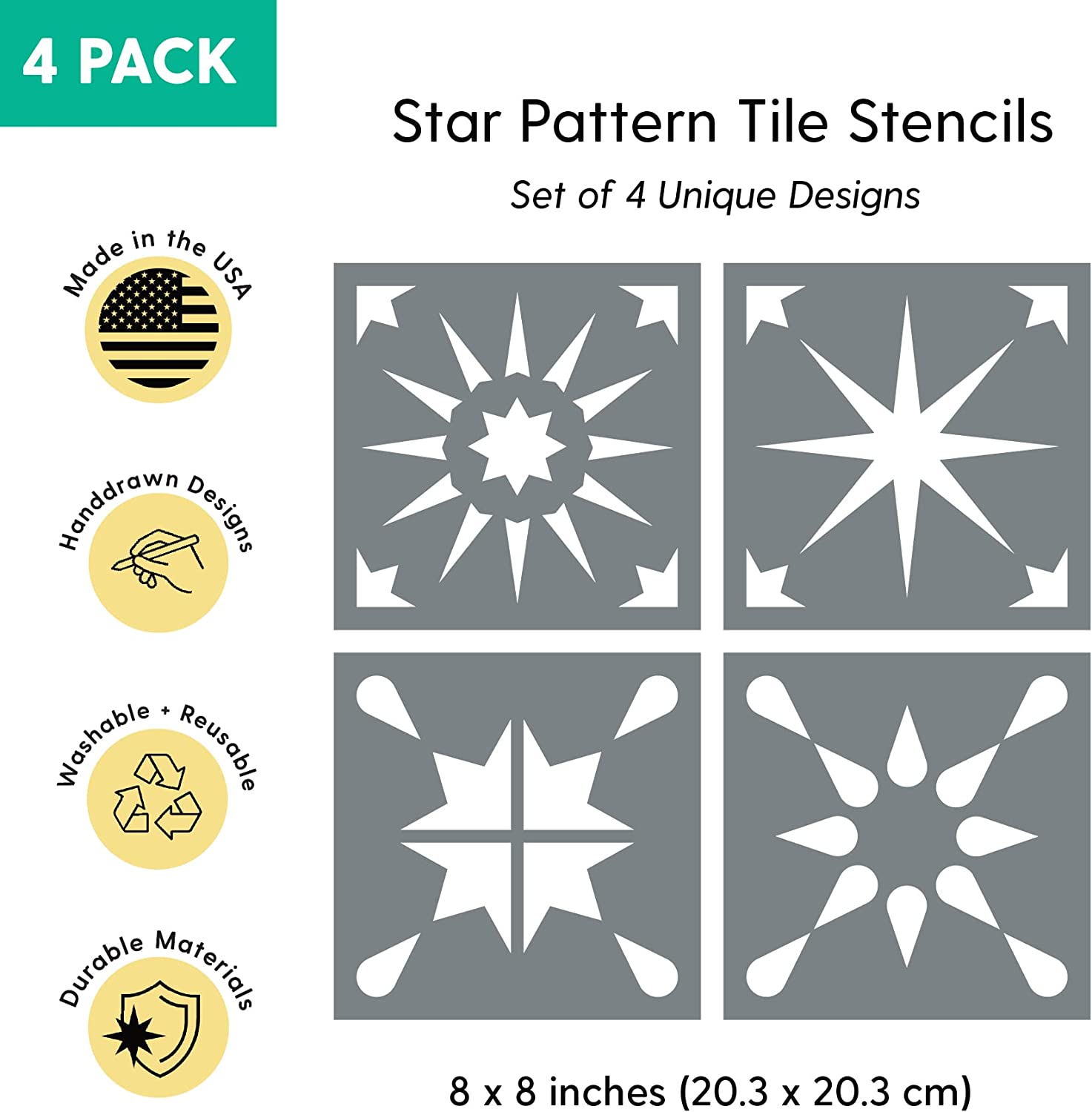 Star Pattern Tile Stencils (Set of 4) - Makely