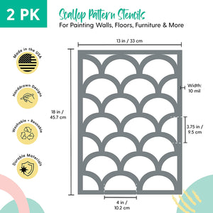 Scallop Stencils 13" x 18" (Two Pack)