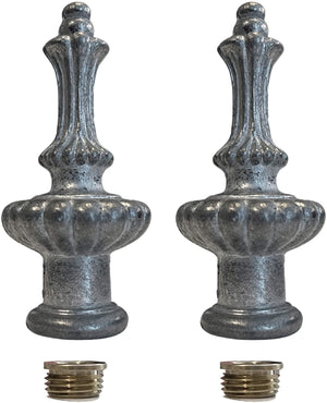 Lamp Finials 2-Pack (Silver, 2-1/4" Tall)