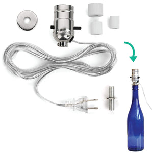 DIY Bottle Lamp Kit (Silver Socket & 8FT Silver Cord)