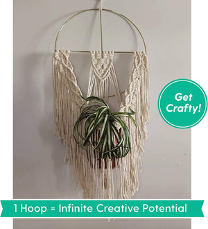 Gold 8 Inch Macrame Hoop with Crossbars