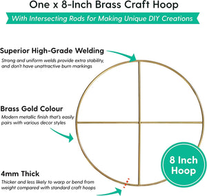 Gold 8 Inch Macrame Hoop with Crossbars