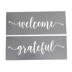 Welcome & Grateful Stencils (2 Pack)