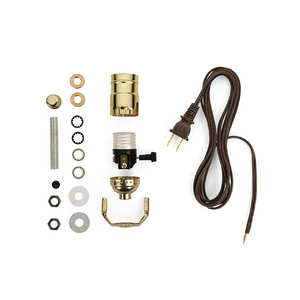 DIY Lamp Wiring Kit (Brass Socket & Brown Cord)